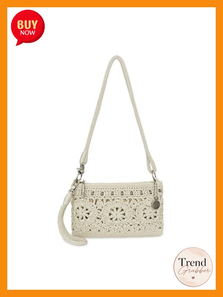 Hand Crochet Wristlet Purse With Zipper Closure, Card Slots & Interior Pockets,